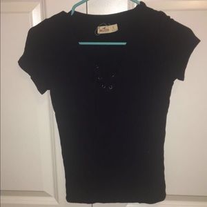 Hollister Navy Blue Lace Up Shirt